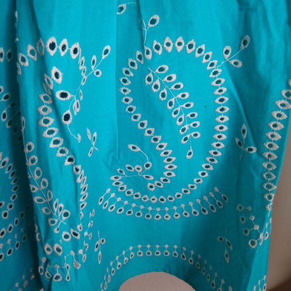 talbots skirt with palsy eyelets teal size ten - Picture 2 of 4